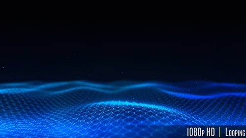 Futuristic Blue Wavy Grid Network Animated Background