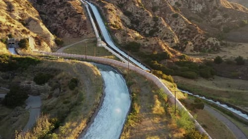 Aerial shot of some of the aqueducts that helps supply water to Los Angeles.