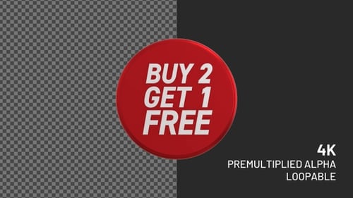 Mega Sale Compre 2 e ganhe 1 emblema rotativo em loop 3D grátis com canal alfa 4K