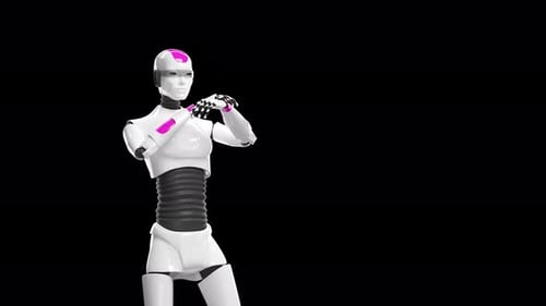 Cyborg-Roboterin tanzt Mittelschuss