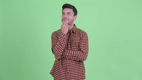 Man in Flannel Posing and Thinking