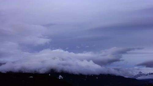 Time Lapse View of Puffy Clouds Over the Canadian Mountain Landscape