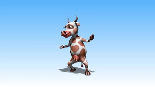 3D Cartoon Cow Character Dancing Animation