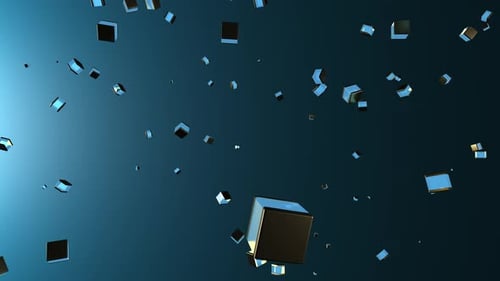 Floating Abstract 3D Cubes Rotating Loop Background