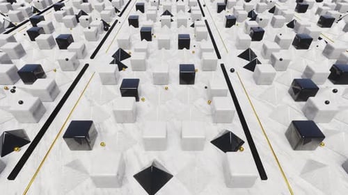 Abstract Geometric Cubes and Spheres Looping Animation Background