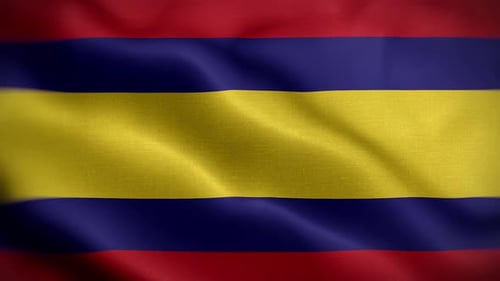 Waving Flag Animation with Red Blue and Yellow Stripes