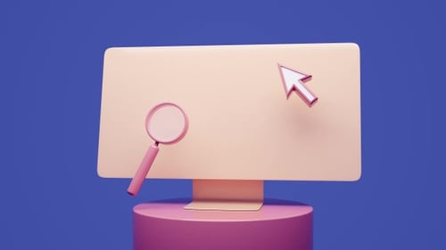 Magnifier and cursor moving on screen animation.