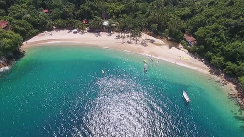Tropical Beach Paradise With Turquoise Water From Above