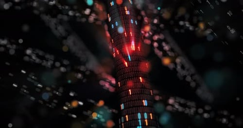 Abstract red and blue hacking digital binary code matrix 01 background loop.