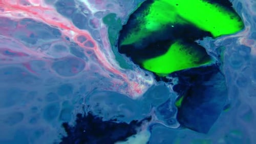 Abstract Swirling Colors with Green, Blue, and Pink