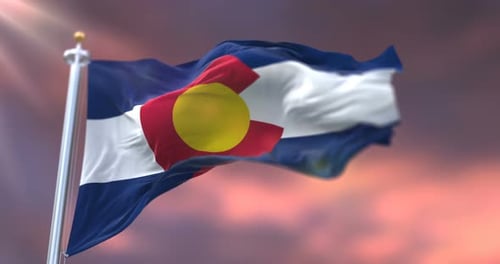 Colorado State Flag Waving with Realistic Fabric Animation
