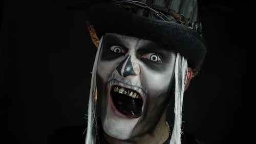 Scary Halloween Character with Skull Makeup