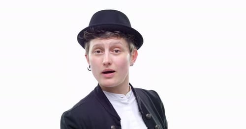 Young Adult Posing in Hat and Jacket
