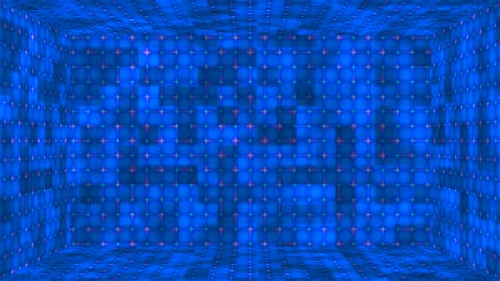 Shimmering Blue Geometric Grid Cube Looping Background