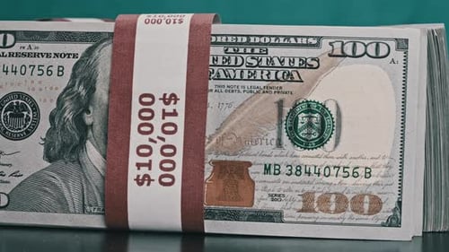 Stacks of United States Hundred Dollar Banknotes