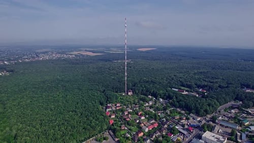 Aerial View of the Tallest TV Tower in the Cityscape
