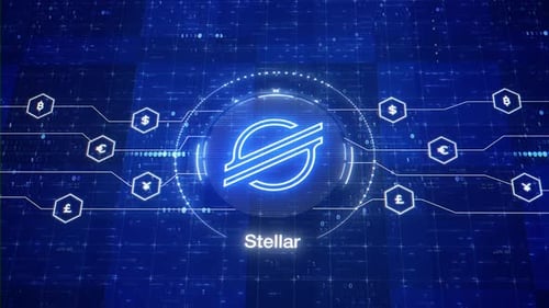 Stellar animated logo. Stellar Lumens cryptocurrency logo. XLM intro. Animation of XLM crypto