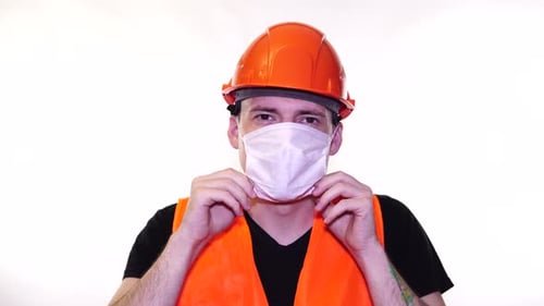 Man Wearing Mask and Safety Gear