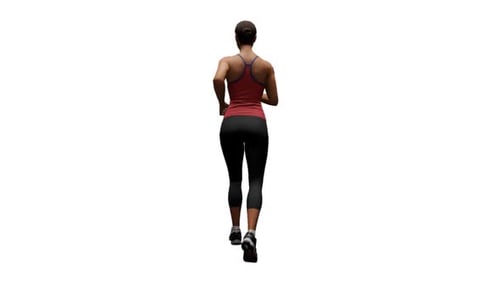 3D Animated Woman Running Loop on White Background