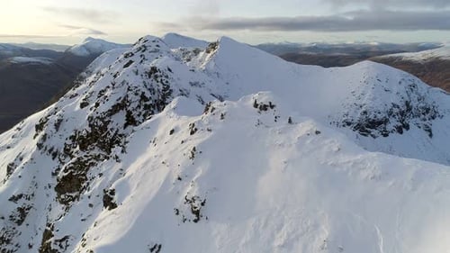 Snowy Mountain Aerial View in the Winter