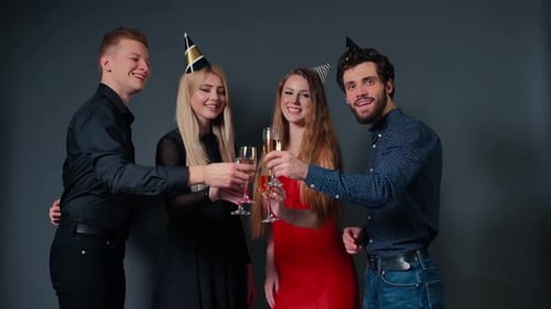 Friends Toasting Champagne Glasses on Birthday