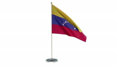 Realistic Venezuelan Flag Waving on White Background
