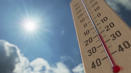 Animated Thermometer with Rising and Falling Temperature