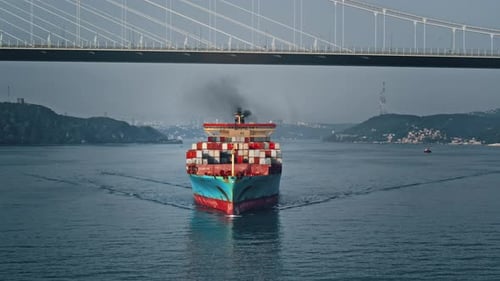 Aerial View of Cargo Vessel