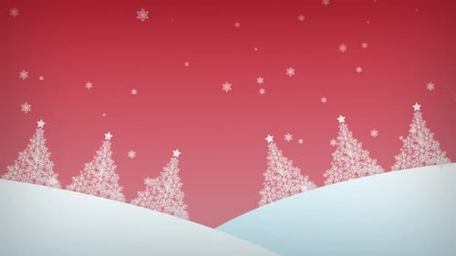 Chutes de neige d'hiver sur fond rouge