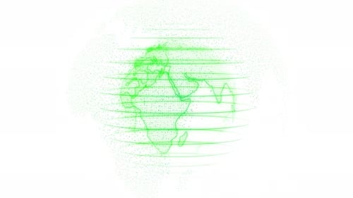 Green Color Technology Hologram Earth Animated On White Background