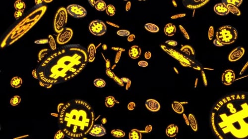 Falling Golden Bitcoin Digital Currency Loop Animation