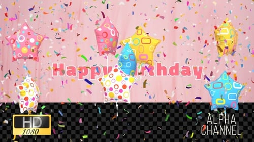 Colorful Birthday Balloons and Confetti Celebration Animation