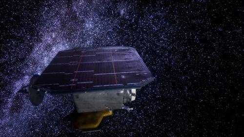 Futuristic Satellite Exploring the Starry Milky Way