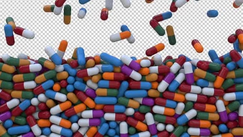Farbige Pillen Bildschirm Overlay und Übergang