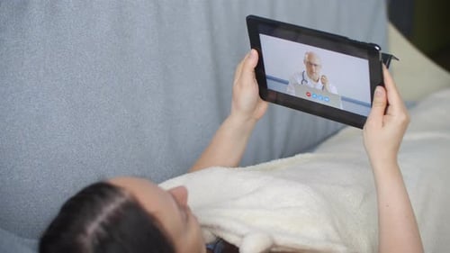 Woman Telemedicine Appointment on Tablet Device