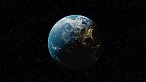 Digital Earth Planet Rotation from Space with City Lights
