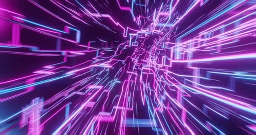 Futuristic Cyber Neon Tunnel Loop Background Animation