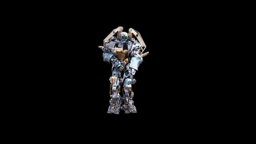 3D Metallic Sci-Fi Robot Standing Idle Animation