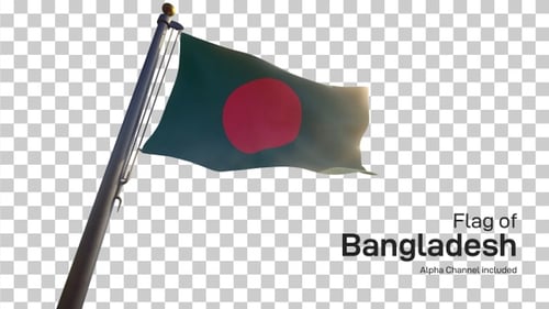 Realistic Waving Flag of Bangladesh with Alpha Channel