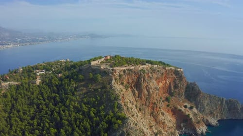 Alanya Castle Alanya Kalesi Aerial View of Mountain and City Turkey