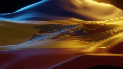 Realistic Waving Moldova Flag Animation Loop