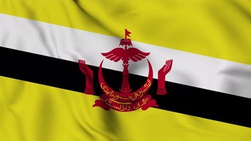 Realistic Waving Flag of Brunei Darussalam Loop Animation