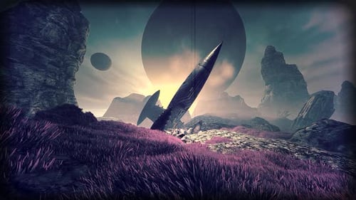 Spaceship On Asteroid