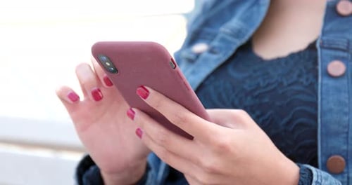 Close up of using mobile phone