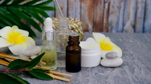 Spa Cosmetics and Oils for Face and Body Care