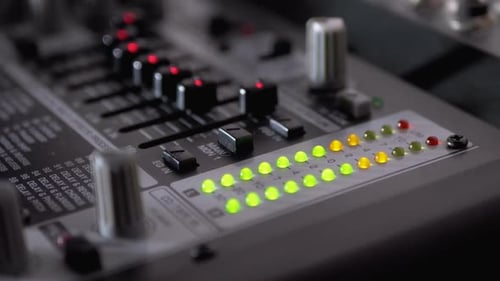 LED Indicator Level Signal on the Sound Mixing Console or Dj Console