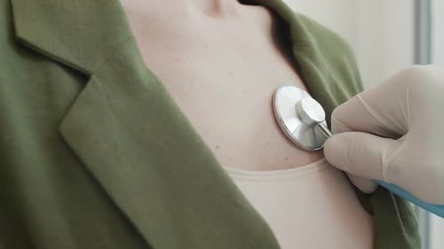 Stethoscope Exam By Doctor Close Up