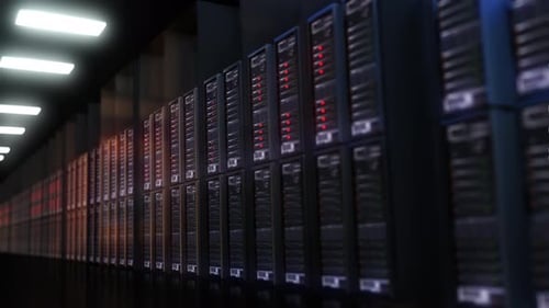 Blinking Lights on Digital Data Center Server Racks