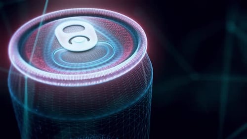 Aluminum Soda Can Hologram Close Up 4k
