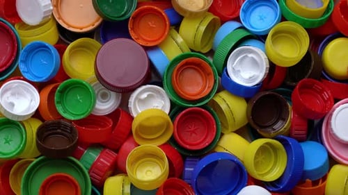Top View Pile of Waste From Plastic Caps